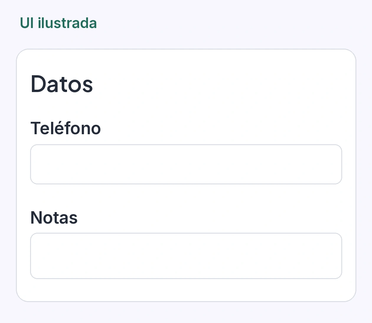 Campos de teléfono y notas en la ficha de un paciente, con espacio para observaciones de contacto