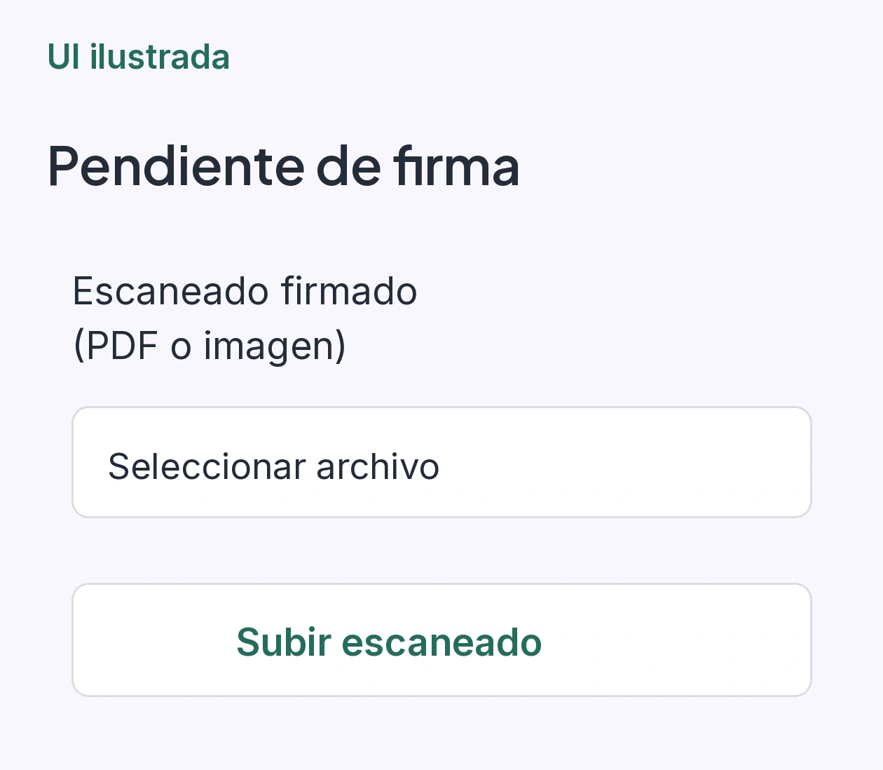 Campo Escaneado firmado, formato PDF o imagen y botón Subir escaneado en un consentimiento